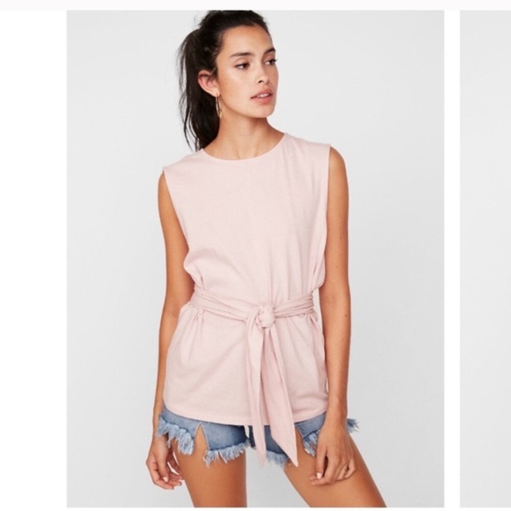 Express light pink tie tank top
